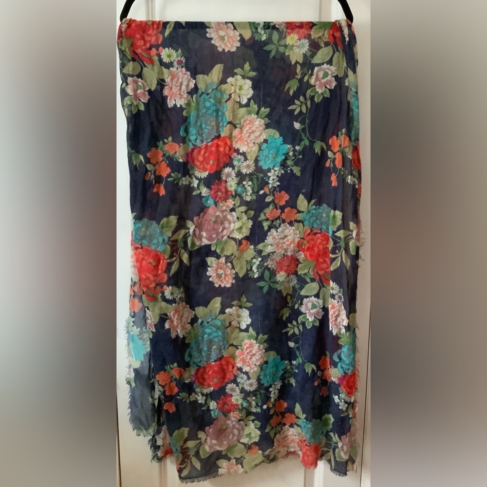 Navy blue floral scarf